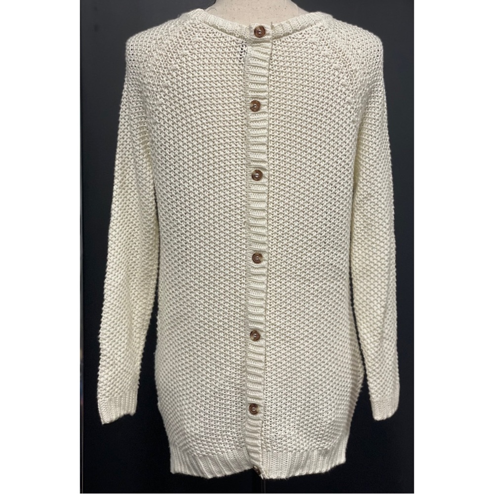 Cynthia Rowley Button-Back Knit Sweater White Size S - Picture 3 of 4